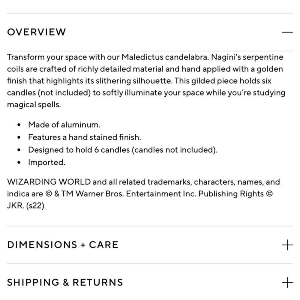 Pottery Barn Harry Potter™ Nagini™ Candelabra - Picture 8 of 8